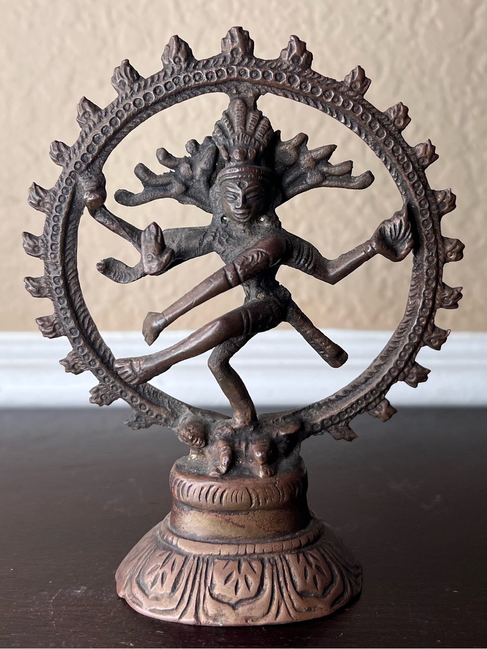 Vintage Mid Century Indian Nataraja Bronze Statue Shiva Dancing Ring of Fire
